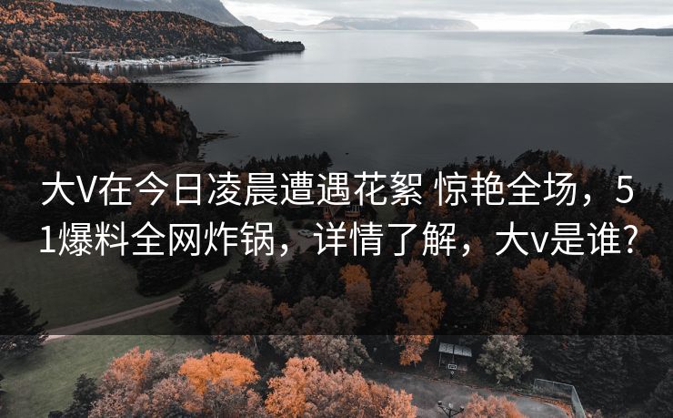 大V在今日凌晨遭遇花絮 惊艳全场，51爆料全网炸锅，详情了解，大v是谁?