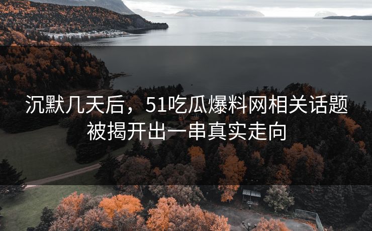 沉默几天后，51吃瓜爆料网相关话题被揭开出一串真实走向
