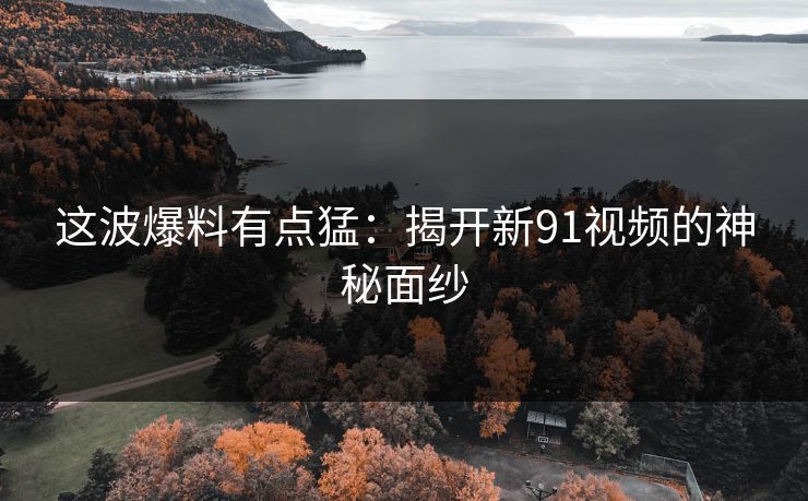 这波爆料有点猛：揭开新91视频的神秘面纱
