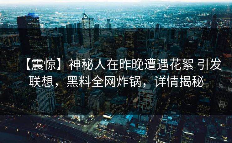 【震惊】神秘人在昨晚遭遇花絮 引发联想，黑料全网炸锅，详情揭秘