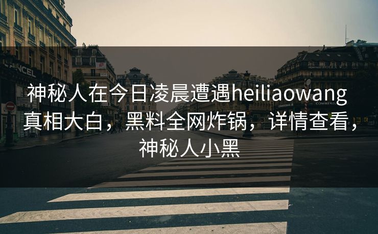 神秘人在今日凌晨遭遇heiliaowang 真相大白,黑料全网炸锅,详情查看,神秘人小黑 神秘人在今日凌晨遭遇heiliaowang 真相大白,黑料全网炸锅,详情查看,神秘人小黑