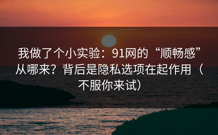 我做了个小实验:91网的“顺畅感”从哪来?背后是隐私选项在起作用(不服你来试) 我做了个小实验:91网的“顺畅感”从哪来?背后是隐私选项在起作用(不服你来试)