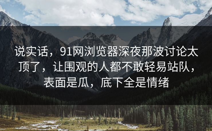 说实话，91网浏览器深夜那波讨论太顶了，让围观的人都不敢轻易站队，表面是瓜，底下全是情绪